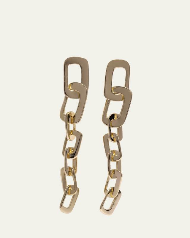 Night Ceremony Gold Link Dangle Earrings, Pair